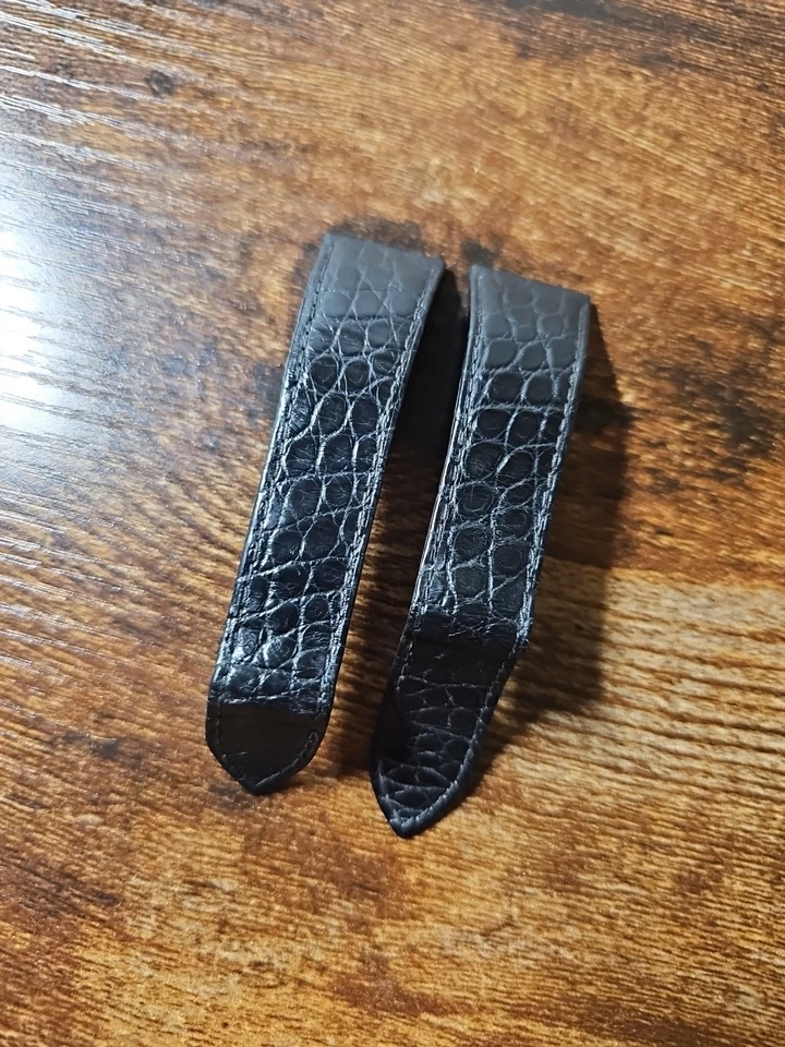 Оригинальный ремешок для часов Cartier 23/17,3 мм черная аллигаторская кожа икра KD4PJT19 - Изображение 2 из 4