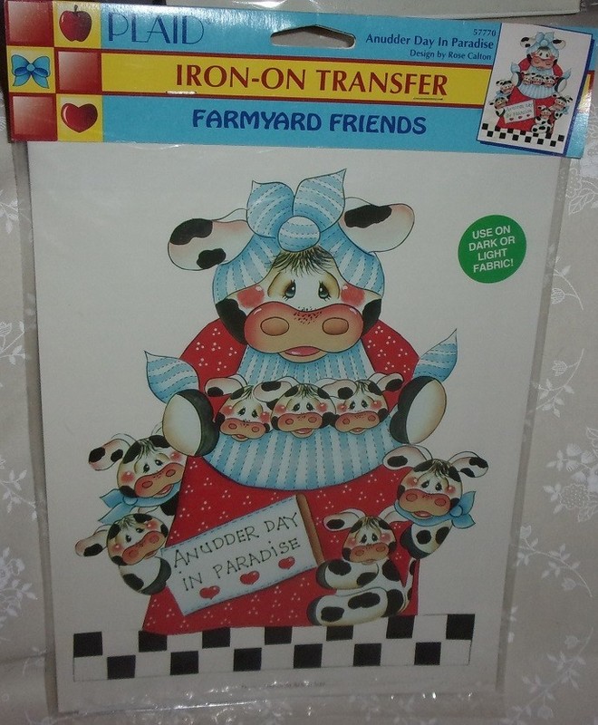 Plaid Farmyard Friends ANUDDER DAY IN PARADISE Iron-On Transfer NIP