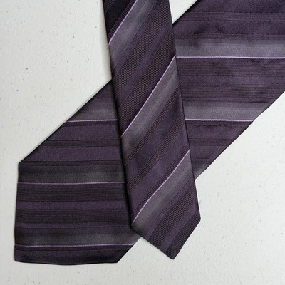 Giorgio Armani Italy Men's Purple Stripe Jacquard 100% Silk Tie $250