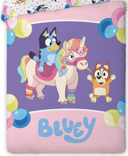 Bluey Wende-Bettwäsche-Set 135x200 80x80 Baumwolle Kinder-Bettzeug Bingo Einhorn - Bild 3 von 4