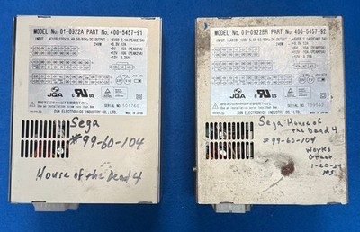 TWO SEGA POWER SUPPLIES #99-60-104 SUN ELECTRONICS #400-5457-91 &400-5457-92