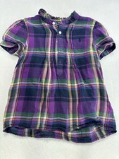 Polo Ralph Lauren Girls Plaid Shirt Dress Short Sleeve Button Front 5t Purple