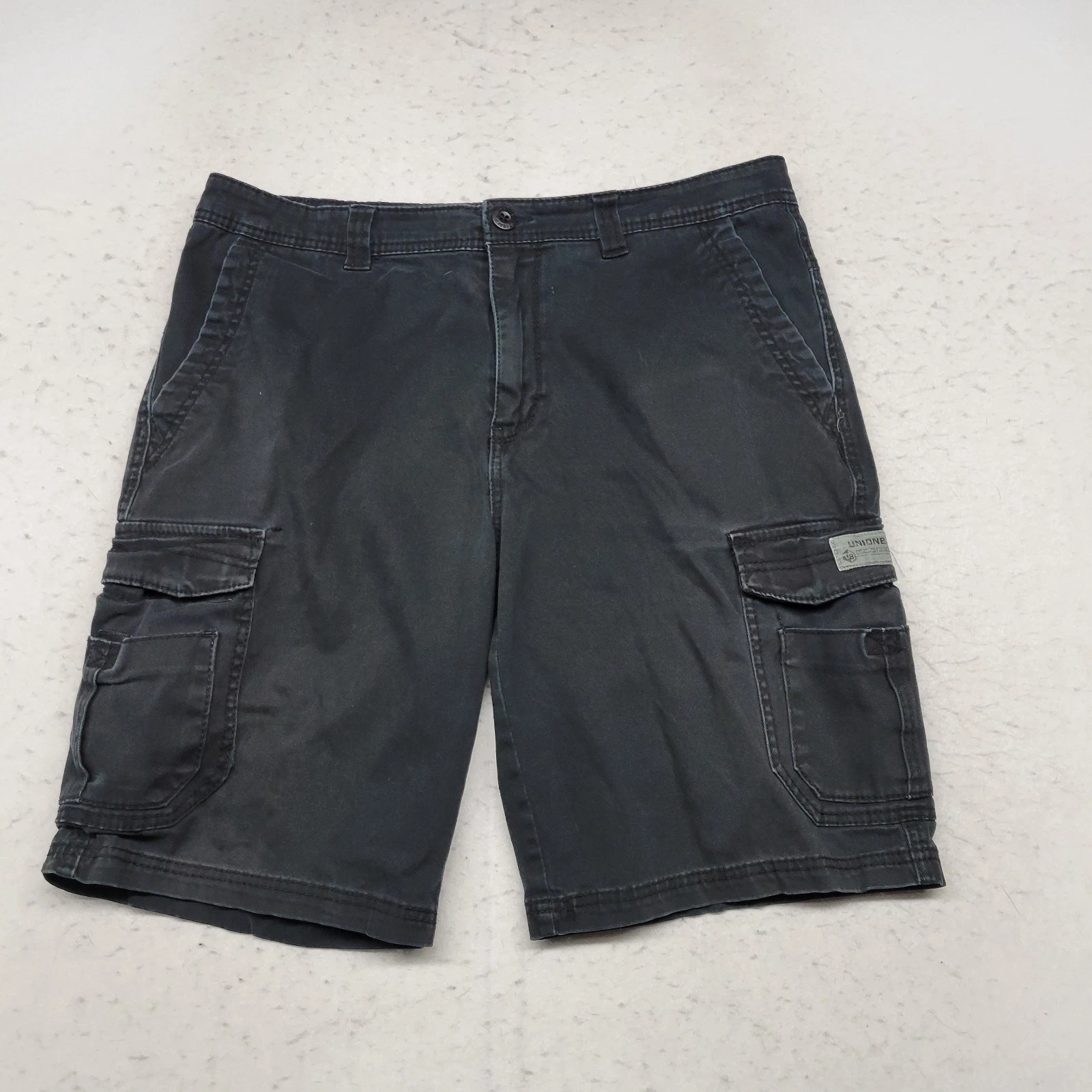 Union Bay Shorts Mens 36 Black Cargo Pocket Straight Stretch Outdoor Logo