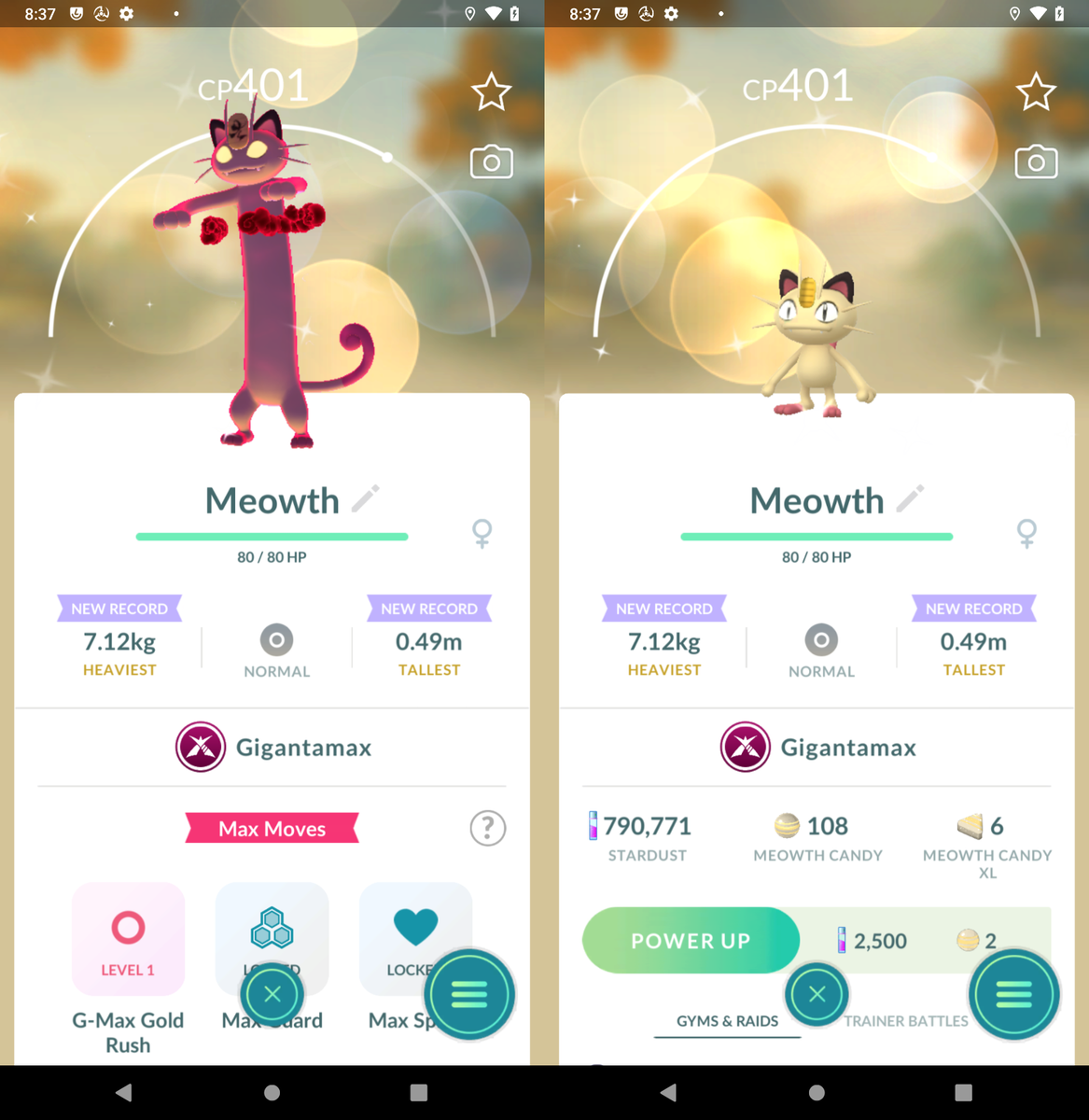 Pokémon Go - Shiny Meowth Gigantamax - Mini PTC 80K Stardust | eBay