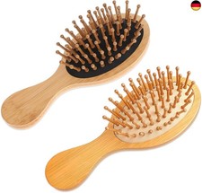 2 St&uuml;ck Haarb&uuml;rste Holz, Mini Reise Entwirrung B&uuml;rste mit Kopfhautmassager f&uuml;r F