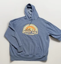 Mossy Oak Men's Blue Logo Comfort Graphic Size L Hoodie Sweatshirt