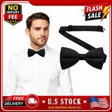 Guokoo Men's Black Bow Tie Pre-Tied Adjustable Formal Wedding Party Prom Tie