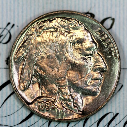* 1936-D * SOLID+ GEM BU MS BUFFALO NICKEL * FROM ORIGINAL COLLECTION
