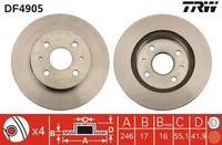 2X TRW Bremsscheibe DF4905 FüR Daihatsu Copen Sirion Cuore M2 YRV Justy 4 M300 7