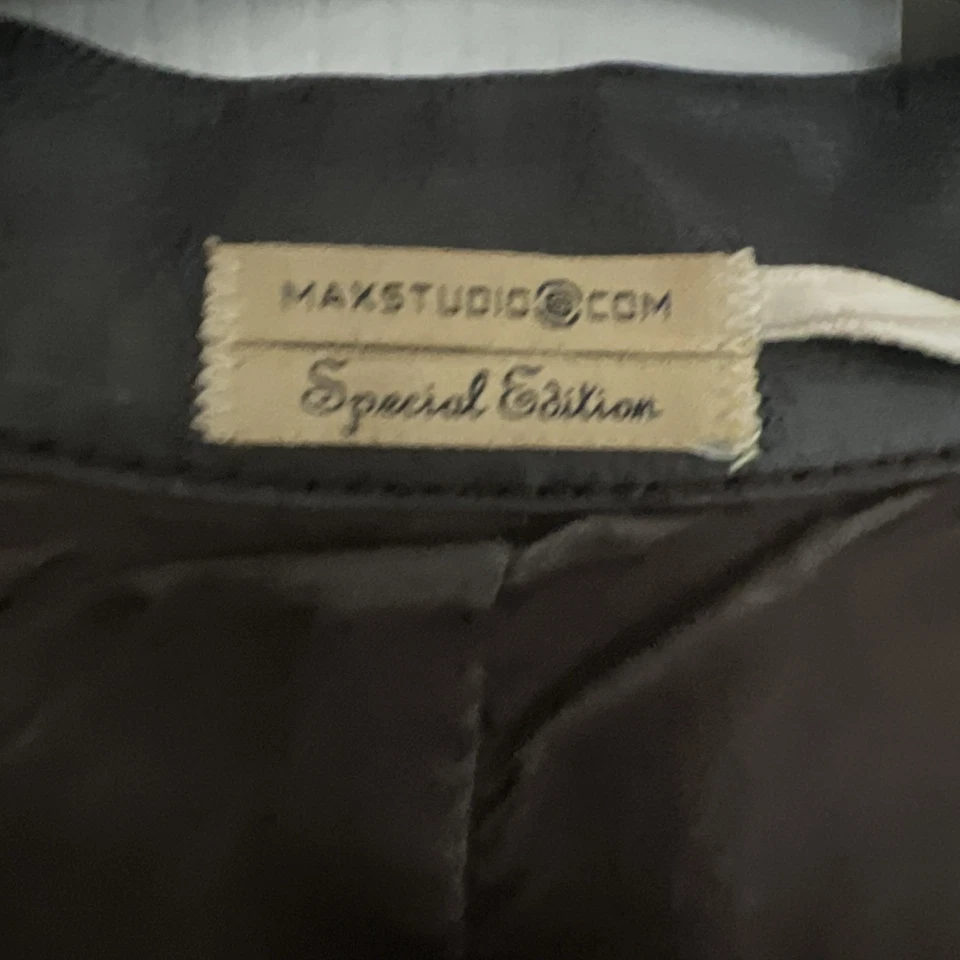 复古 Max Studio 经典深棕色真皮风衣带丝绸衬里 — 第 2/4 张图片