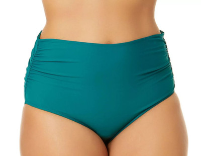 ANNE COLE High Waist Bikini Bottom Womens 18W Green Plus Swim NWT