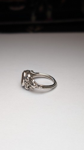 Vintage Sterling Silver Citrine Floral Ring | Size Q 1/2 | 925 Silver - Afbeelding 4 van 10