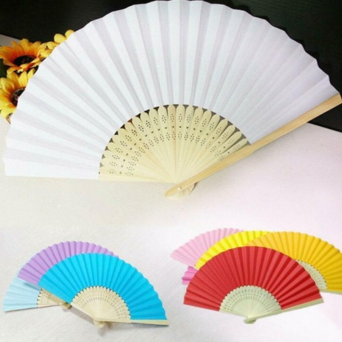 38CM Handheld Folding Fan Hand Held Tela Portable Painting DIY Paper Bamboo Fan - Picture 7 of 17