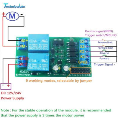 DC 12V 24V Motor Forward/Reverse Control Relay Module Delay Timing Cycle Module