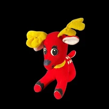 Vintage Fun World Stuffed Plush Red Reindeer Fawn Polka Dot Christmas