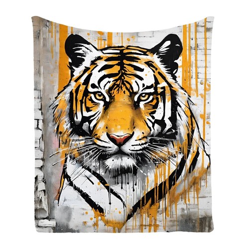 Retro Graffiti Tiger Comfy Bedspread Sofa Throw Blanket Holiday Birthday Gift - Picture 2 of 25