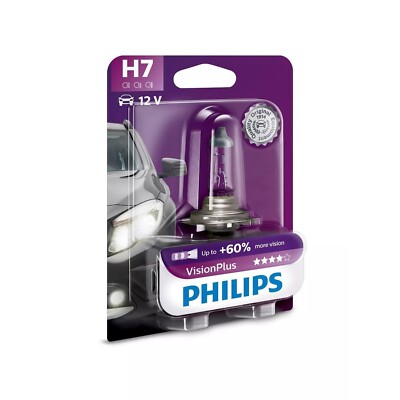 Philips VisionPlus H7 Halogen bis zu 60% mehr Licht 55W 12V Autolampen