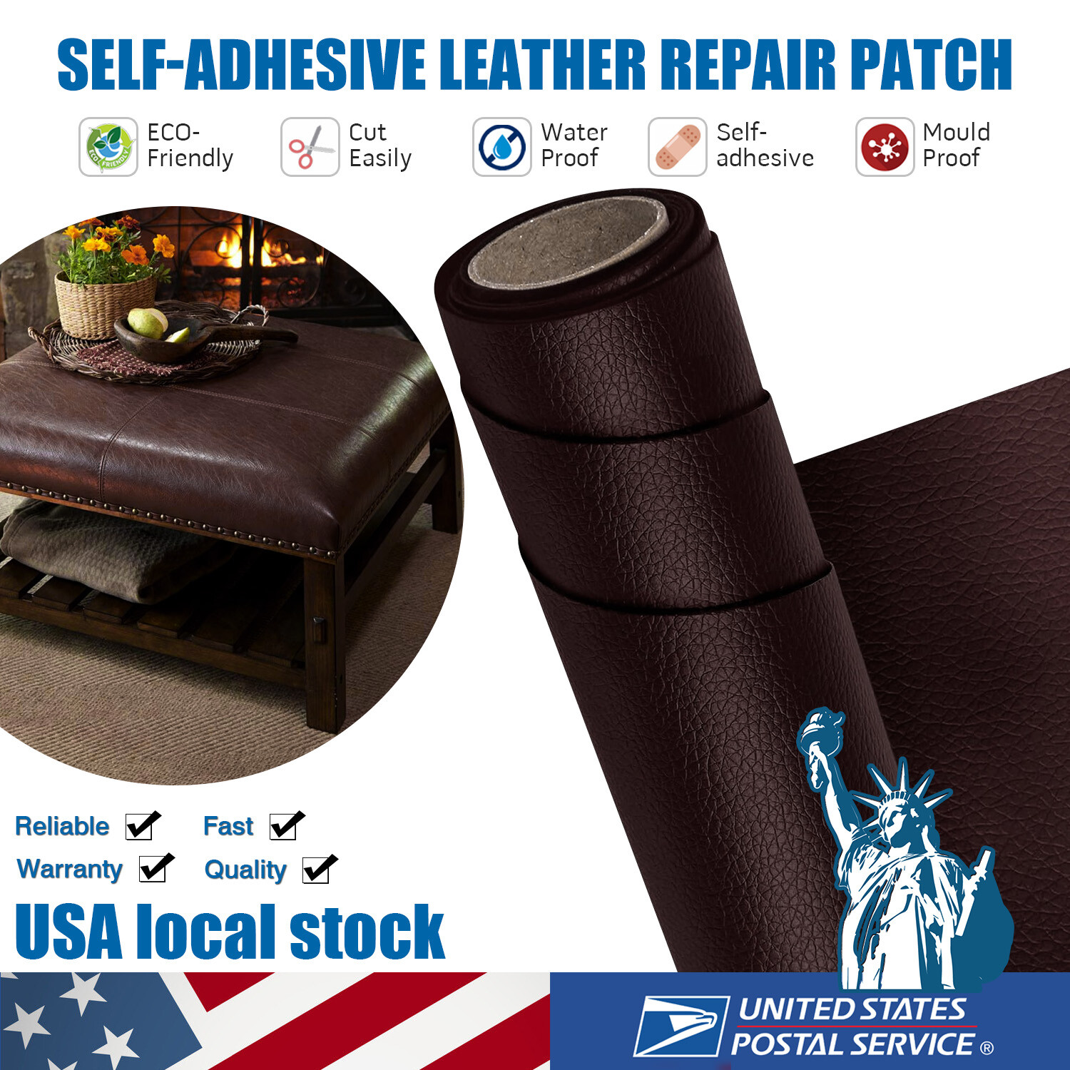 Leather-Repair-Patch Adhesive Leather Refinisher-Cuttable Sofa Repair-5x12