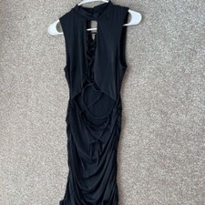 New Celeb Brand Black Stretchy Front Cutout Sleeveless Dress Size Medium