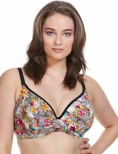 Elomi Fly Free Bikini Top 36G 36H 44DD Safari Print Plunge 7518 | eBay