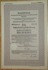 Mansfeld Aktiengesellschaft f&uuml;r Bergbau und H&uuml;ttenbetrieb 1937 5,0 % 1000 RM