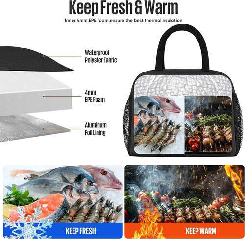 Insulated Lunch Bag Adult Lunch Box for Work School Men Women Kids Leakproof - Picture 6 of 9