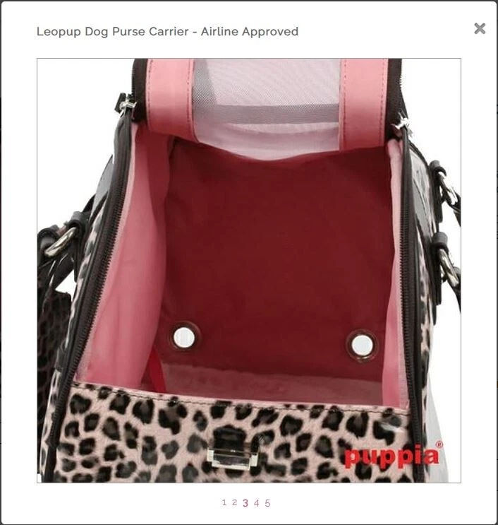 Cute Luxury Plush Pet Puppia Dog Purse Carrier - Airline Approved- Leopard Print - Image 2 of 3