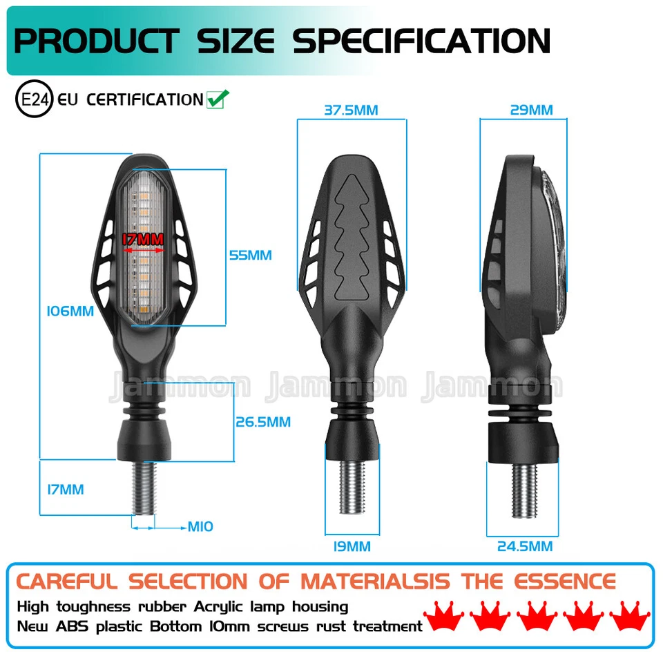 Front+Rear LED Motorcycle  Brake Stop DRL Turn Signal Tail Light Lamp Universal — 第 4/4 张图片