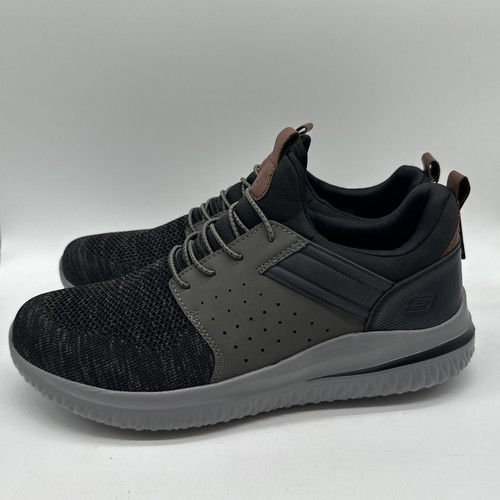 Skechers Men's Size 11.5 Delson 3.0 CICADA Sneaker Shoes Gray/Black #210238 - Picture 5 of 9