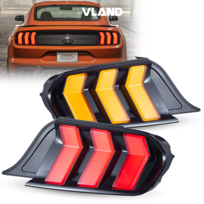 VLAND Tail Lights Clear LED For Ford Mustang 2015-2020 w/5 Modes Turn SIgnals