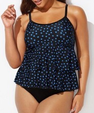 Blue Polka Dot Tired Tankini Set Size XL 5.39 