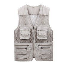 Men Multi Pocket Fishing Waistcoat Vest Top Mesh Photography Hiking Outdoor