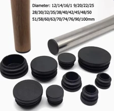 Round Plastic Black Blanking End Cap Caps Tube Pipe Inserts Plug Bung 12~100mm