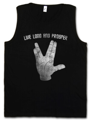 LIVE LONG AND PROSPER II TANK TOP Star Spock Finger Trek Vulkanischer Gruß
