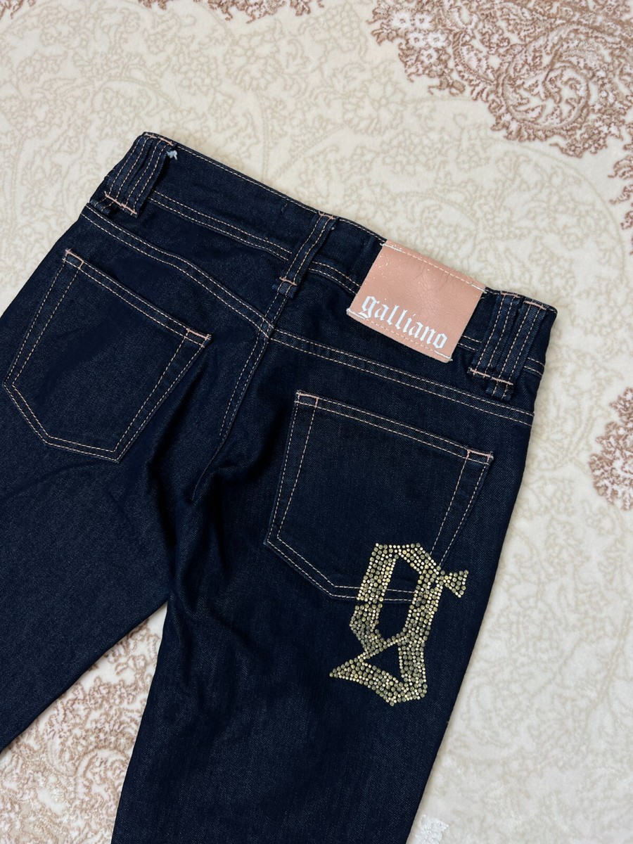 Galliano Skinny Denim Pants Rhinestones Logo | eBay
