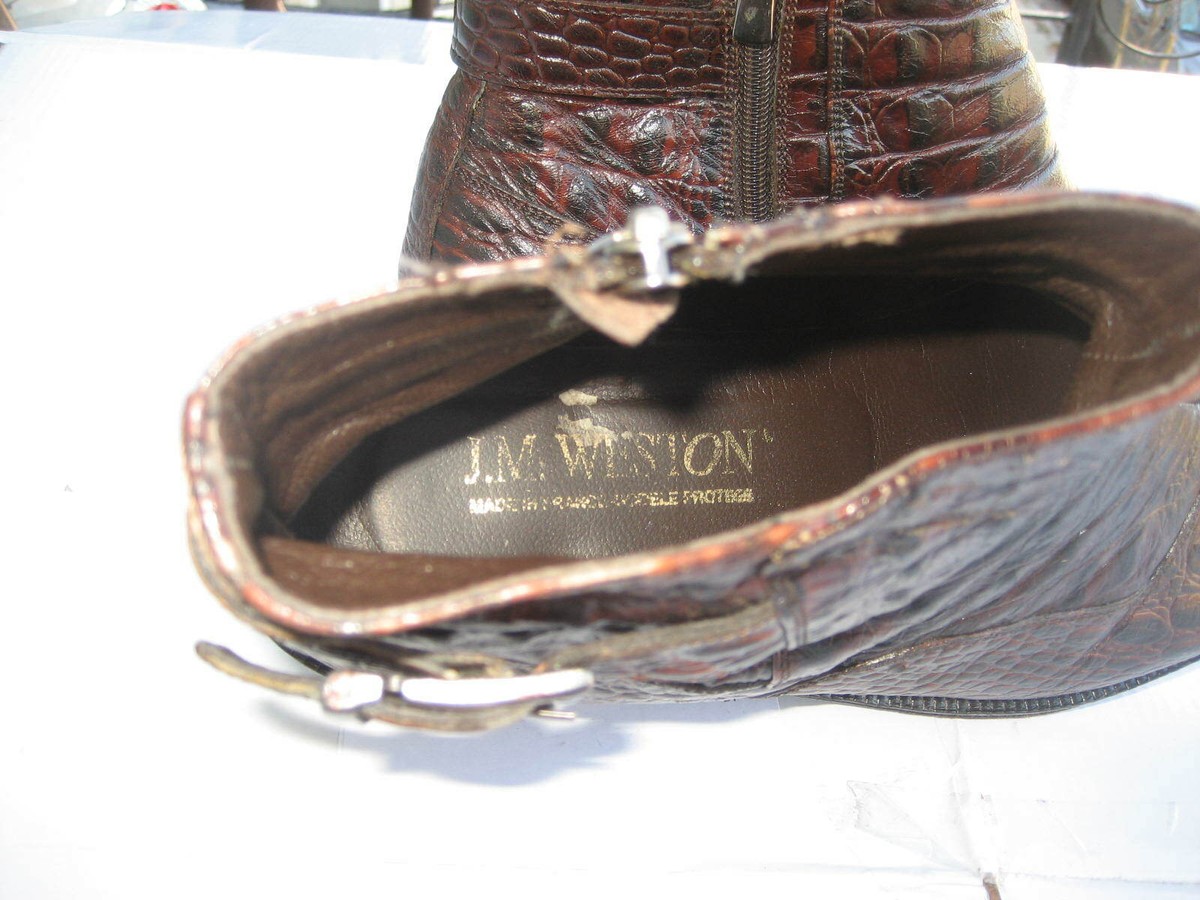 JM Weston Mens Dark Brown Alligator / Crocodile Leather Boots