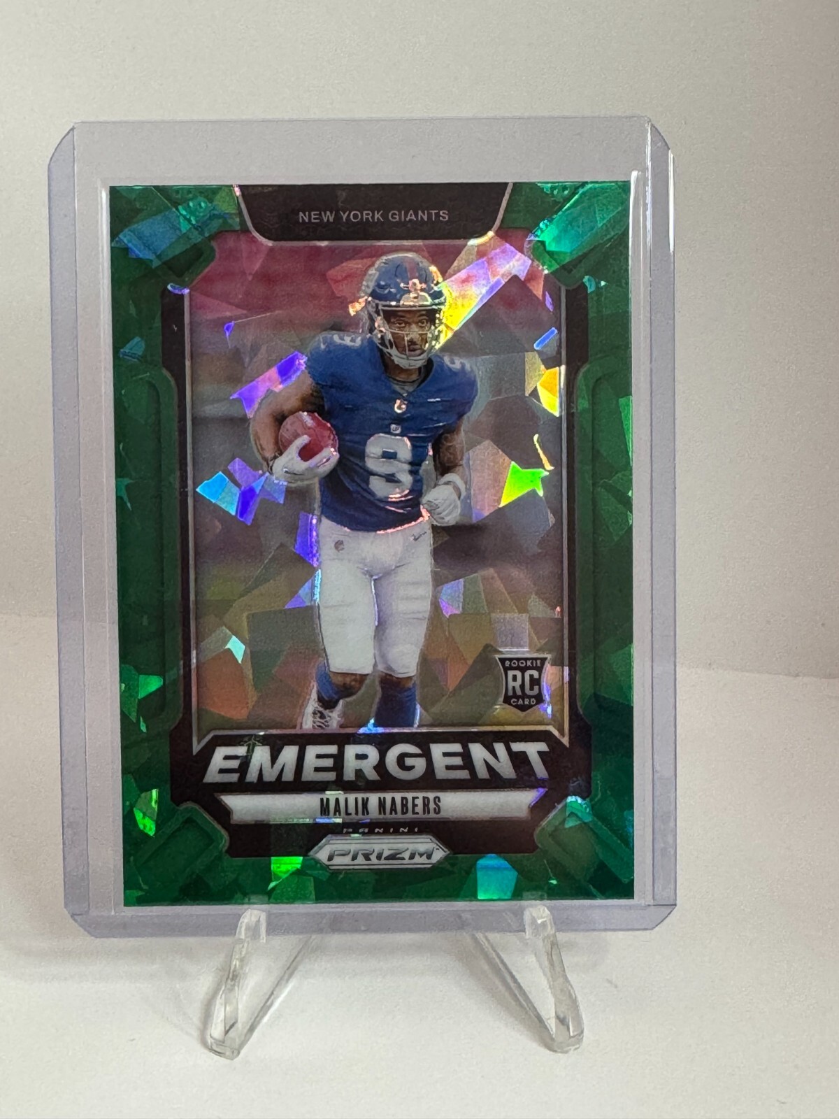 2024 Panini Prizm Malik Nabers RC Emergent Green Ice Prizm Rookie Giants #6