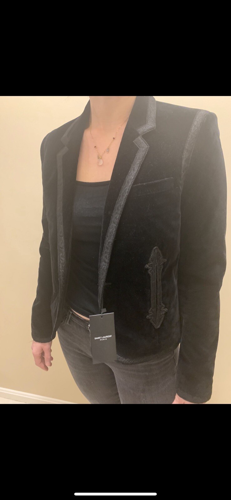 Giacca blazer velluto nero SAINT LAURENT nuovo $2.990 tg40