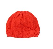 New Gymboree Pointelle Bow Knit Sweater Hat Orange Red Sz 2T-3T