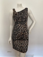 Vince Camuto Women's Asymmetrical Neckline Animal Print Dress Size 4