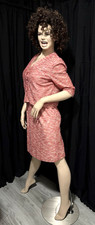 ST. JOHN KNITS WOMEN'S CORAL RED RHINESTONES EMBELLISHED DRESS SUIT 10/12 NEW