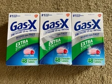 Gas-X Extra Strength 48 Ct Chewable Tablets Cherry Creme Flavor Exp 2027 Qty 3