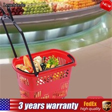 Trolley Rolling Shopping Baskets 6 pcs Plastic 35L with Handles Shopping Carts
