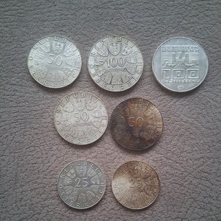 Konvolut 100 50 25 Schilling Münzen Österreich Vermutlich Silber ?