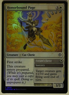 Honorbound Page MTG Foil Cat Cleric First Strike Token Spell