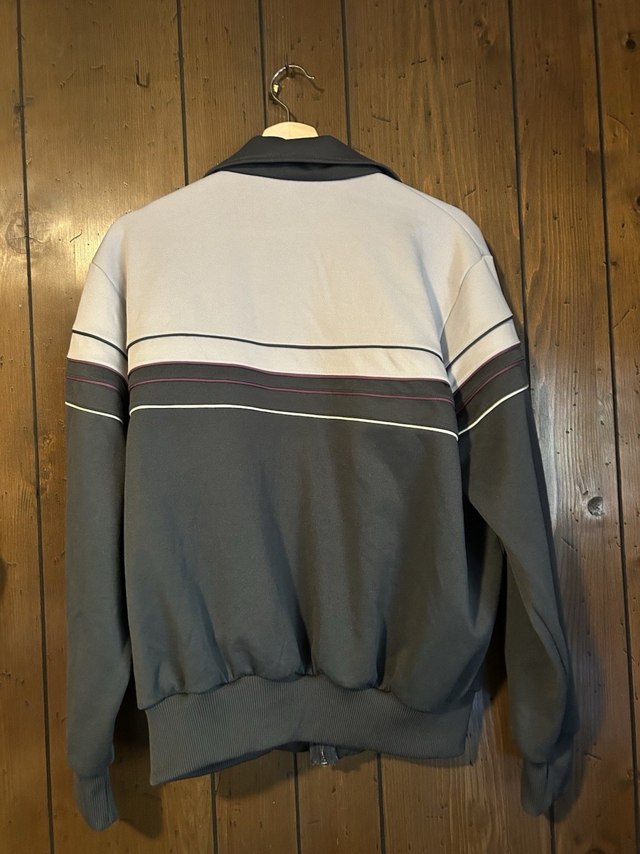 Vintage 80s Adidas Track Jacket XL Color Block Piped Gray Purple
