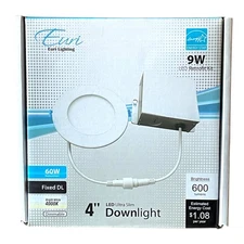 Euri Lighting 4" LED Ultra Slim Downlight 9W 4000K Dimmable Retrofit Kit New