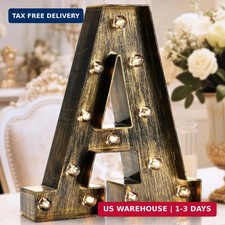 OYCBUZO Golden Black Led Marquee Letter - Industrial, Vintage Style Light Up Alp