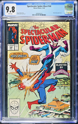 Spectacular Spiderman #144 CGC 9.8 Marvel 1988 WHITE pgs NM MINT Boomerang cover