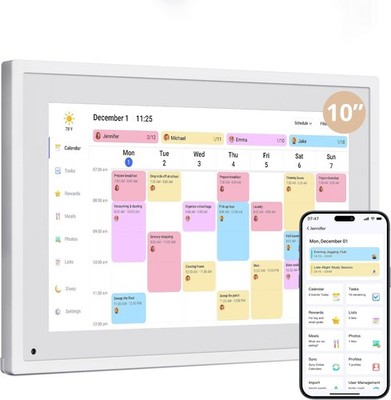 Dragon Touch 10,1'' Digitaler Kalender  Family Planner mit 32 GB   Weiß